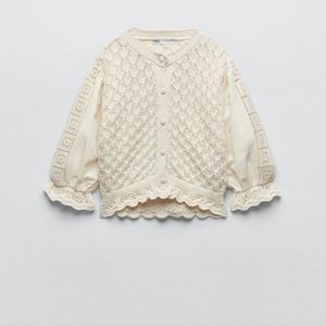 Zara Cropped Cardigan cream Small NWT